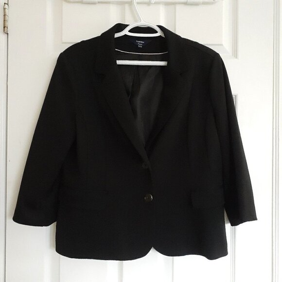Reitmans Women's Size XL Petite Black 3/4 Sleeves Two Button Lined Blazer - Picture 2 of 14